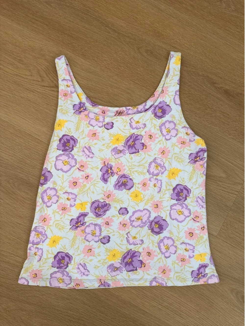 J. Jill Floral Scoop Neck Self Bra Knit Tank Top Large